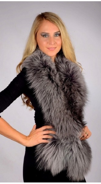 Blue Fox Fur Scarf | Real Fox Fur Scarves at Amifur Online Store